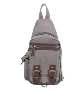 Canvas & Leather Concealed Carry Sling Bag