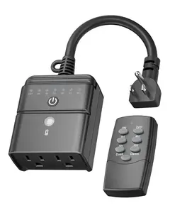 BN-LINK Outdoor Timer with Remote Control, Dusk to Dawn Light Sensor, Waterproof Plug-in Timer Outlet, 2 Grounded Outlets, 100ft Range, Perfect for Christmas & Halloween Lights, 15A 1/2HP ETL