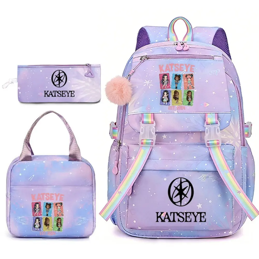 3pcs Katseye Backpack with Lunch Bag Pencil Bag Lightweight Outdoor Capacity Shoulder Bag