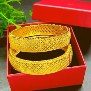 Traditional 24k gold plated side bangle set 0f 2 in size 2.4