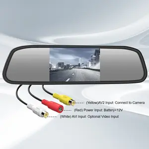 Car Rearview Mirror Display 4.3 Inch Rearview TFT LCD Color Monitor Universal HD Video Auto Parking Monitor Rear Camera Monitor