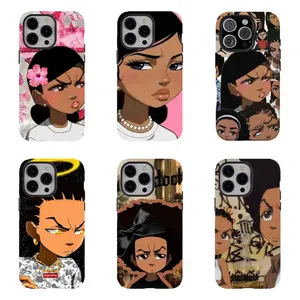 Black Girl Art & The Boondocks Aesthetic Dual-Layer Shockproof Phone Case Compatible for iPhone 17 16 15 14 13 12 11 and for Samsung  S21-S25 Perfect Gift for Her