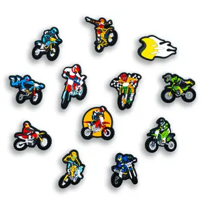 Dirt Bike 2 Shoe Charms Motorbike 12PCS PVC Clog Pins Accessories Party Favors Birthday Gifts Holidays Decoration for Boys Women Girls