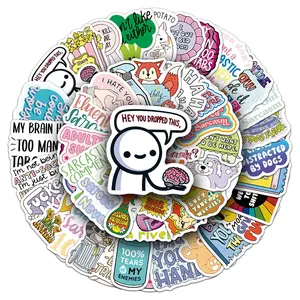 Cartoon Sarcasm English Sticker, 100pcs/set Repeat Pattern Sticker, DIY Decorative Sticker for Scrapbooking, Journaling, Gift Wrapping, Funny Stickers