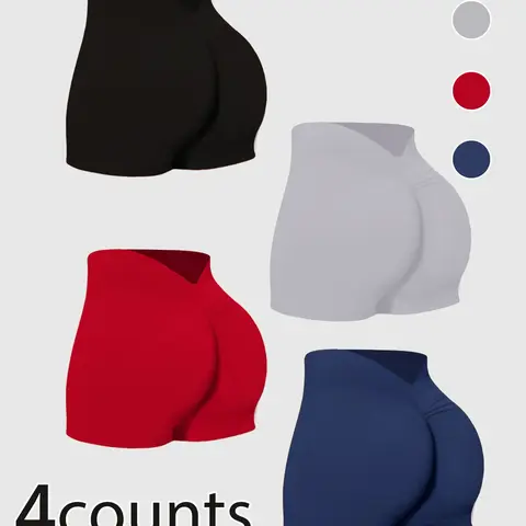 Hijesse Women Sports Shorts With Ruched Waist, Sexy And Lifting, Elastic And Comfortable For Yoga & WorkoutWomen Sweat Short, Gym Short, Biker Short,V Back Scrunch Butt Seamless Short,For Hiking, Trekking, Gym,Summer