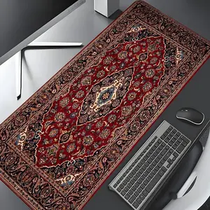 Vintage Floral Persian Rug Design Large Gaming Mouse Pad, Stylish Desk Protector with Non-Slip Rubber, Multi-Size for Laptop & Desktop Use, Office Corporate Work Desk Accessories