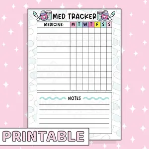 Med Tracker Printable Bee-6 Full Page Sticker | B6 Planner | Printable Planner Stickers