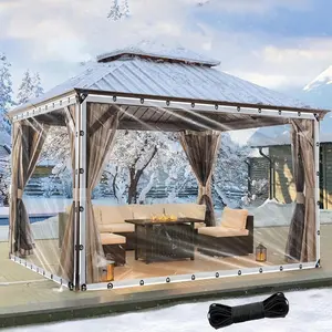 Upgraded 10x13 FT Clear Waterproof Tarp for US Homes PE Transparent Tarpaulin Cover for Garden Patio Lawn Plants Greenhouse or Barn Winter & Snow Protection waterproof tarp cover