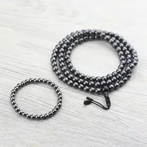 Negativity Defense Hematite Mala & Bracelet Set