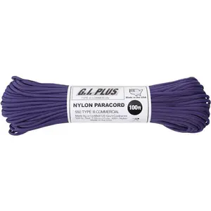 Purple - Military Grade 550 LB Tested Type III Paracord Rope 100' - Nylon USA Made