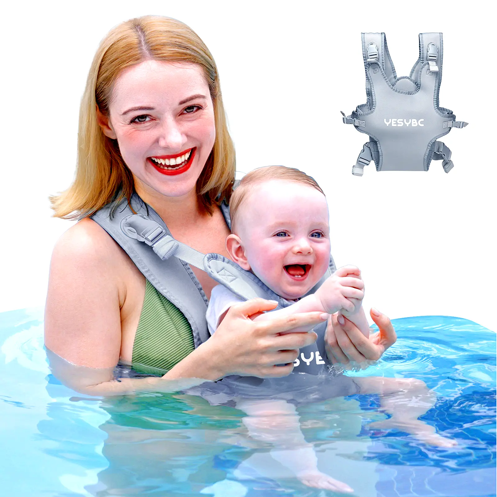 Baby Carrier, Adjustable Baby Sling Support Infant Chest Holder for 0-36M 13-33lbs Newborn Toddler Swimming Pool Beach Land Fathers Day Gift (Grey)