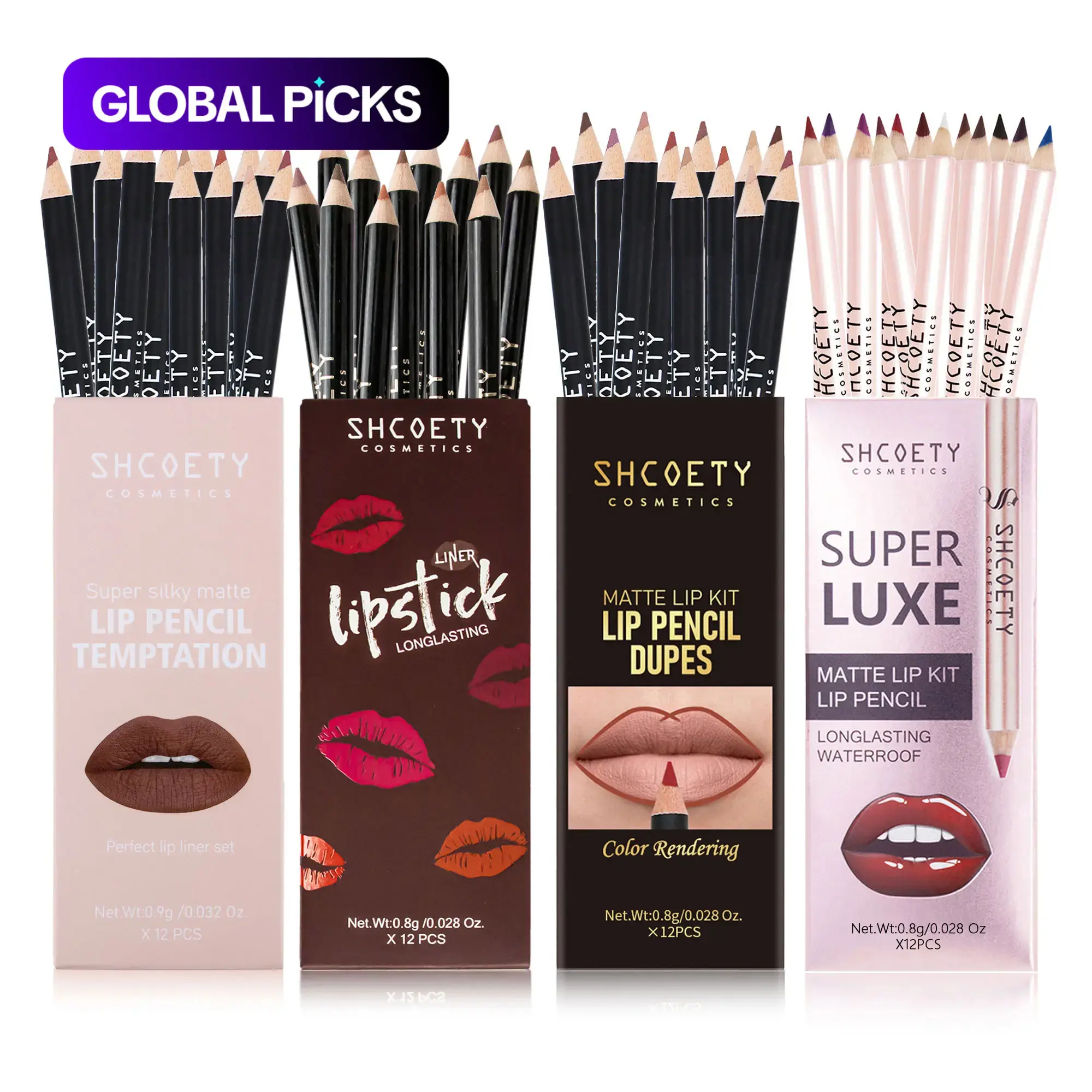 Holiday Gift Set, Matte Velvet Finish Lip Liner Set, Bold Color, Precise Lip Shaping, Soft Yet Firm, Smooth Application, Waterproof, 12/48-Piece Women's Makeup Kit, Lip Product #GLOBAL PICKS