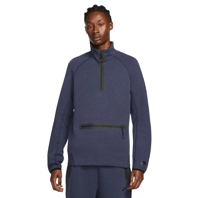 Men's Half-Zip Fleece Sweatshirt, Lightweight Heathered Cotton Blend Long Sleeve Top with a Stand Collar, Zippered Pocket and Athletic Fit