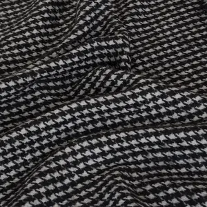100% French Wool Houndstooth Fabric Sold by the Yard, 63 Inches Wide, Classic Checkered Wool for Coats, Pants, Skirts, Crafts and Home Decor