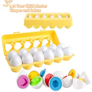 Montessori Kitchen Toy 12-Piece Color & Shape Sorting Egg Set for Preschoolers Develops Fine Motor Skills Perfect Halloween Christmas Gift Plastic Eggs