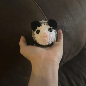 Handmade Crochet Opossum Plush - Soft & Cute Animal Lover Gift for Rear View Mirror - Perfect Companion for Daily Drives - US Made