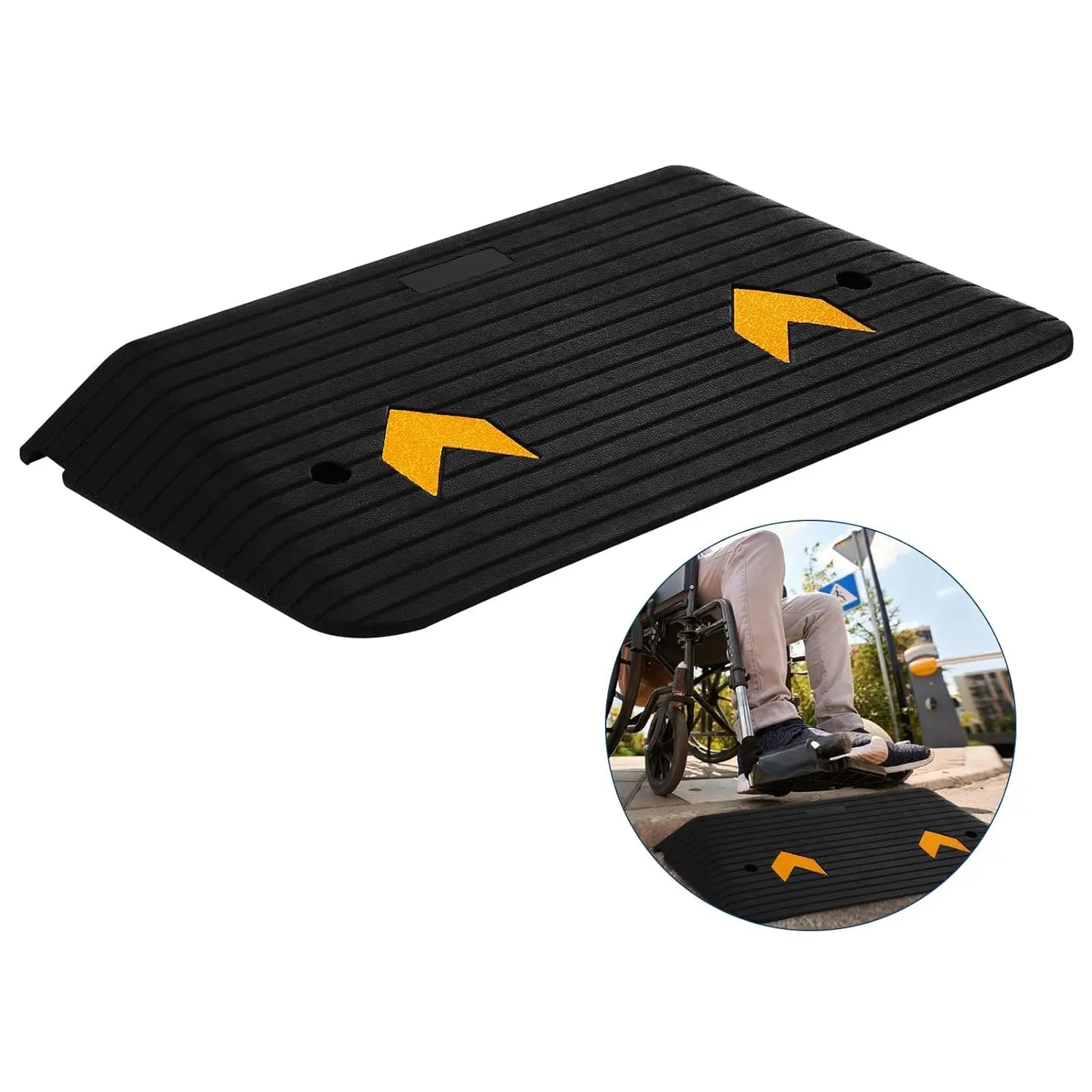 Garvee Durable Rubber Threshold Ramp - Heavy Load 33000 lbs Capacity, Non-Slip, Portable Curb Ramp for Wheelchairs, 3" or 4" Rise Home Accessibility for Doorways, Steps