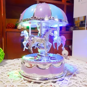 Enchanting Carousel Music Box TOYVIAN Enchanting 3 Rotating Horses Carousel Music Box Pink Purple with LED Lights, Elegant Dome Design, ABS Material, Smooth Lines Perfect for Home Decor,Romantic Gifts for Her,Weddings,Birthdays,Ornaments Electronic