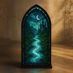 Gothic Book Nook & Suncatcher Candle Holder – Fantasy Window Bookshelf Insert, Illuminated Book End, Unique Gift for Readers & Book Lovers