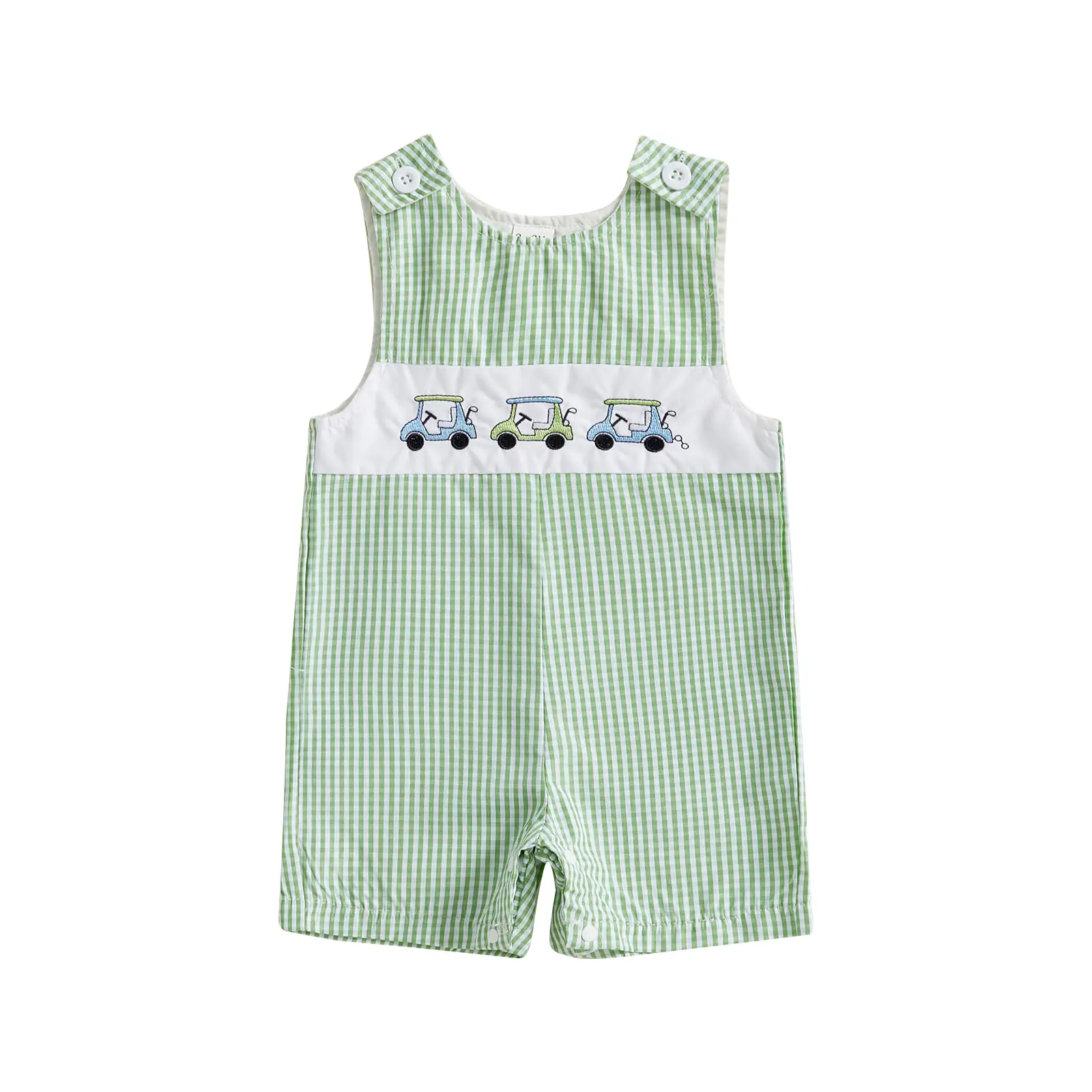 Baby Boy Golf Overalls Fashion Sleeveless Round Neck Golf Cart Embroidery Jumpsuit Newborn Playsuit Infant Baby Boy Summer Clothes