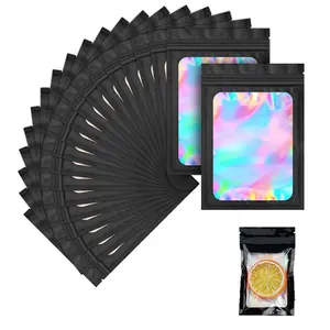 100 holographic window bags, heavy-duty PVC retail gift bags, transparent window displays, durable and stylish packaging, Gift Wrapping Supplies