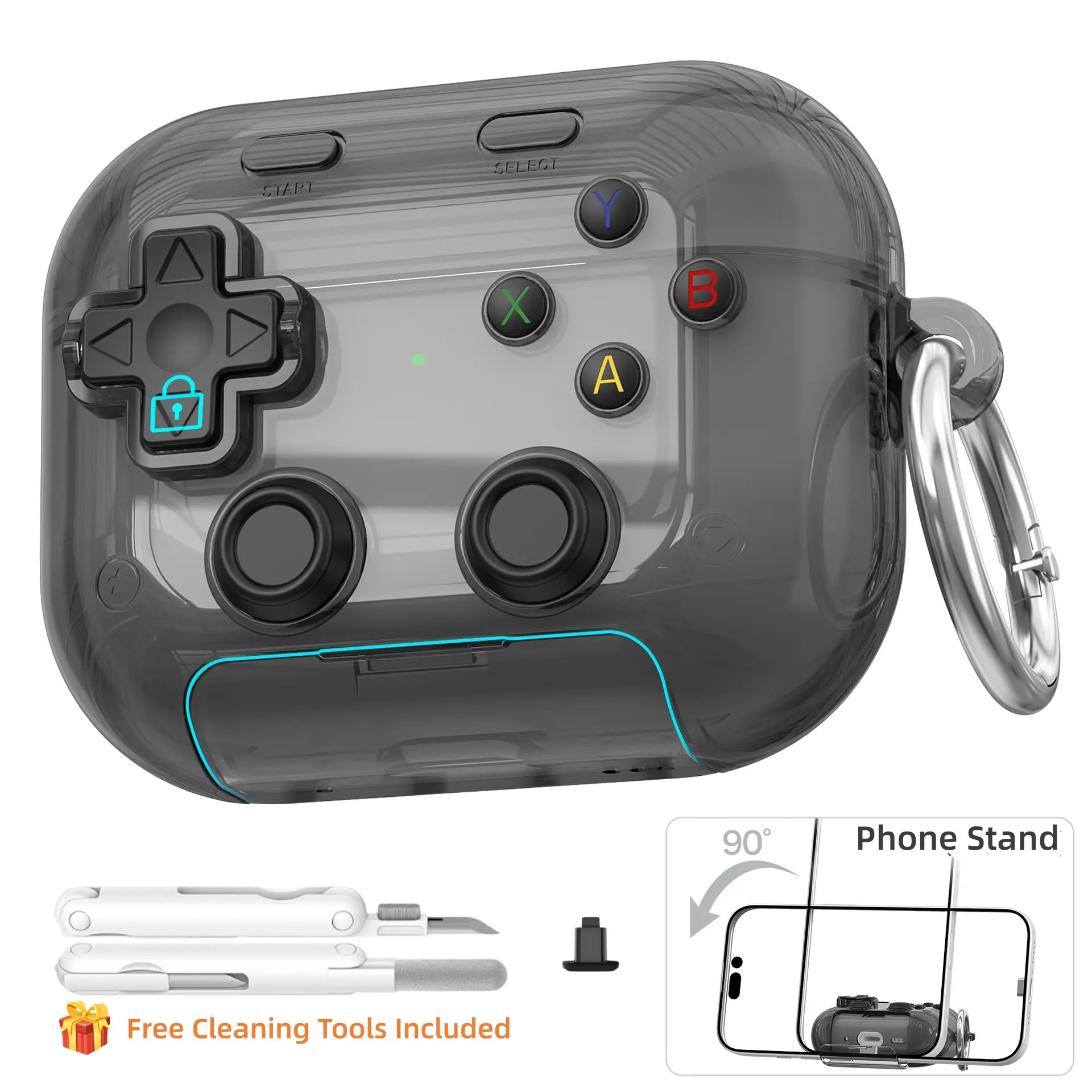 For AirPods Pro 3 Case 2025, with Pressable Button, Safety Lock & Phone Stand for Apple Air Pod Pro 3 4 Gen Cover, Cool Funny Gifts Case for Women Men to Relief Stress or Pass The Time