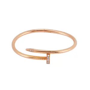 Pre-owned Cartier Juste un Clou Classic Bracelet 18K Rose Gold Diamonds Size 16 B6048517 JLP019363