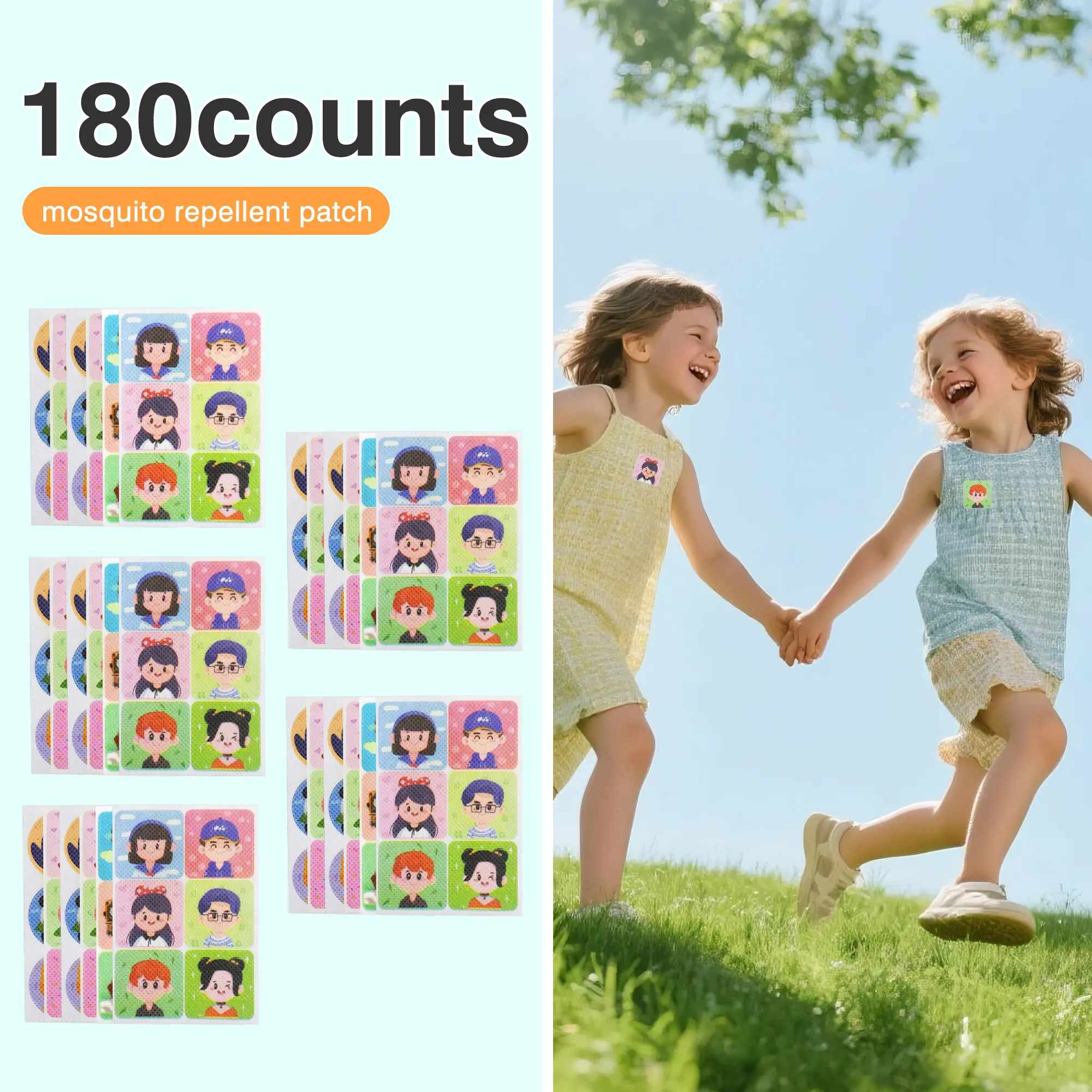180 Counts Cute Anti-Mosquito Stickers Up to 24 Hours Protection, Perfect for indoor and outdoor use