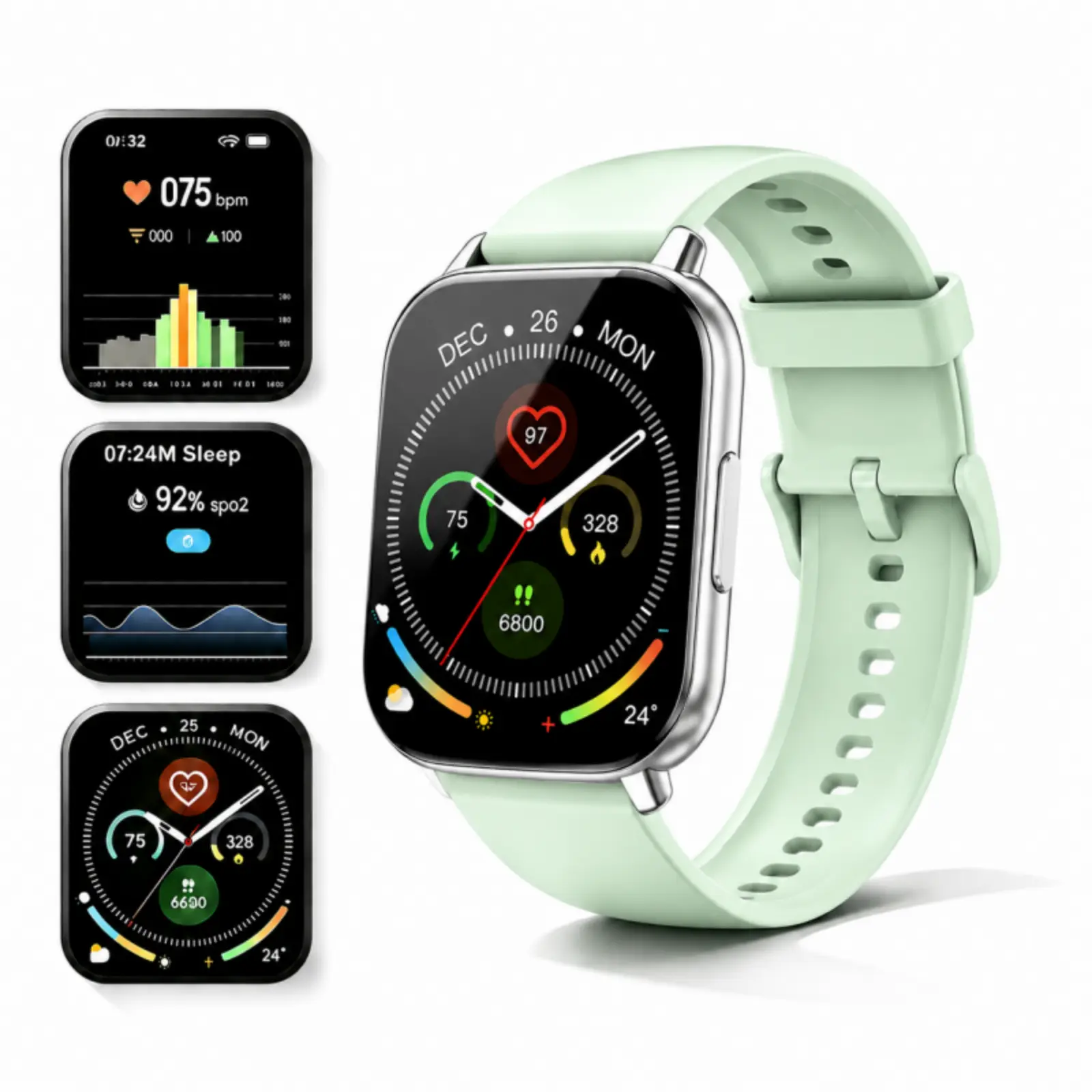 Smart Watch with Bluetooth Calling, 1.95" Fitness Tracker for Men & Women, Heart Rate & Sleep Monitoring, 120 Workout Modes, Step & Calorie Tracking, IP68 Waterproof, iOS & Android Compatible