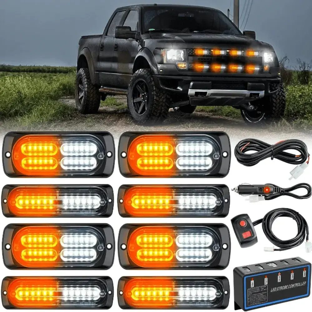 Nilight 8-Piece Surface Mount LED Strobe Kit, Strobe Lights for Trucks, Automotive & Motorcycle Lights