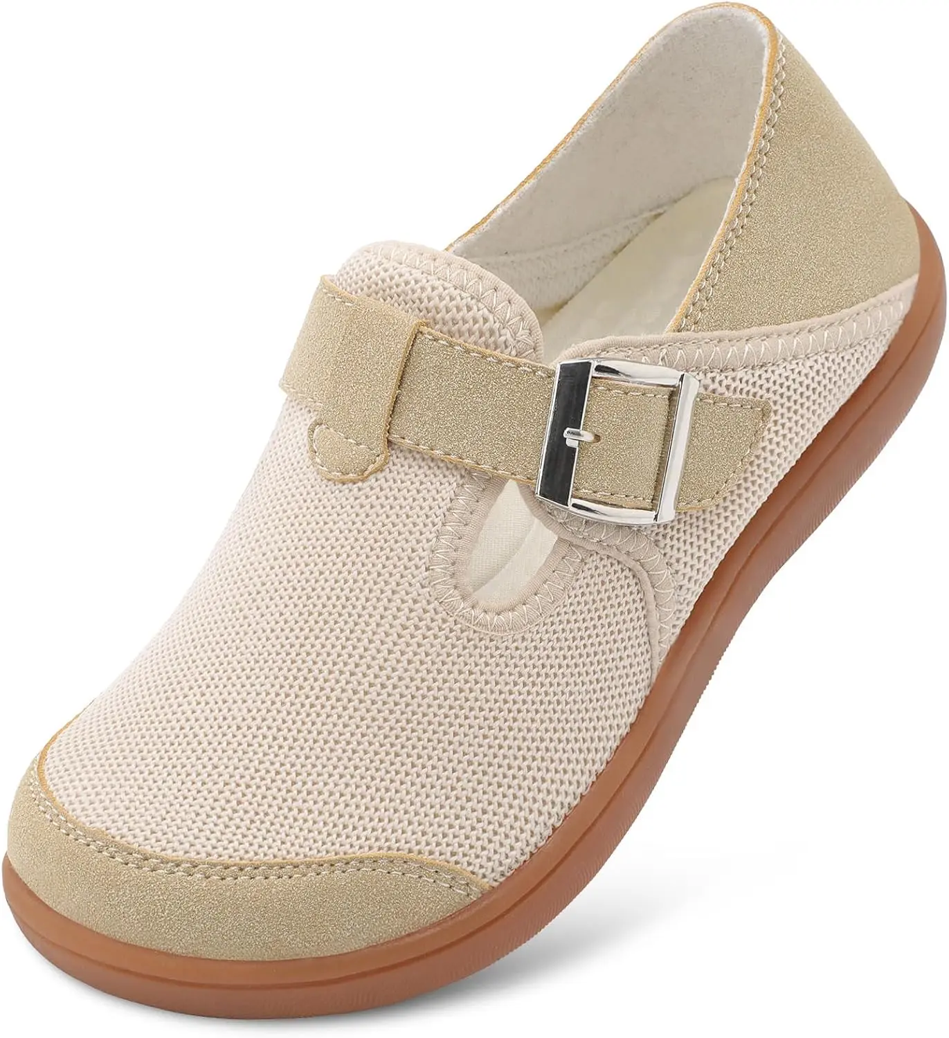 LEISFIT Womens Walking Shoes Wide Toe Barefoot Shoes Zero Drop Minimalist Loafer with Adjustable Strap Slip on Clogs