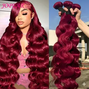 【JOPEAR】30 Inch 99J Burgundy Body Wave Human Hair Bundles 16A Brazilian Colored Remy Virgin Raw Hair Extensions Bundles For Women Deal Fast Shipping #Summer