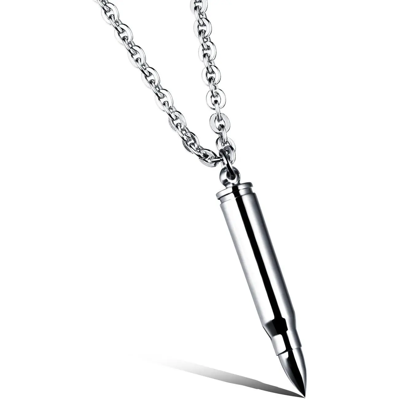 High Quality Top-Selling Polish Bullet Pendant Necklace, Stainless Steel Urn Ash Memorial Keepsake Jewelry with Flower Accents & Chain