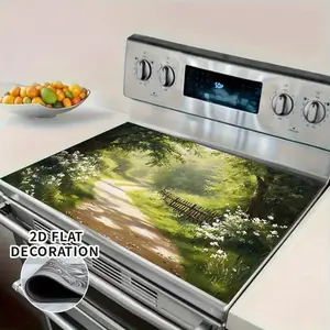 2D flat decorative electric stove top cover with diatomaceous earth lining, oven pad, gas stove top cover suitable for protecting any kitchen stove