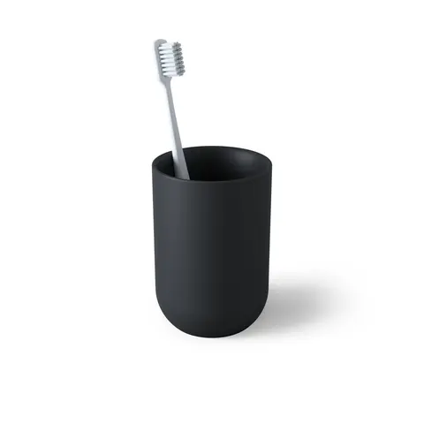Umbra Junip Tumbler Bottle - Gensler Collaboration Home Goods, Vintage Apothecary-Inspired Bathroom Accessory, Durable Acrylic Solid Resin Body, Weighted Look, Pebble-Smooth Rounded Lines, Chrome Accents, 2.75 x 2.75 x 4 inches