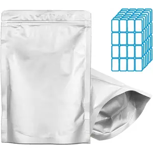 100 count 1 QUART Mylar Bags for  Storage - Thick 10 Mil - 7"x10" Stand-Up Zipper Pouches, Resealable and Heat Sealable Vacuum Sealing Mylar Bags for Long Term  Storage