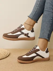 Vintage Patchwork Caramel Color Agony Shoes, Soft Sole, Waterproof, Anti-Slip, Lightweight, Breathable, Casual Fashion, All Seasons