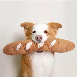 Baguette Enrichment Interactive Dog Toy with Snuffle Pockets and hidden Squeakers interactive pet plush dog Plush Squeaky