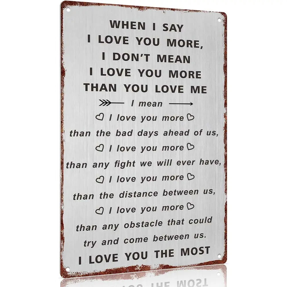Retro Metal Aluminum Wall Plaque Sign - Jackie Trend Kpop Emo Sweet "I Love You The Most" Couple Quote - Durable Easy-to-Hang Home Decor, Ideal Valentine's Gift for Partners (Bedroom, Living Room Use)