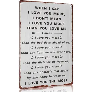 12"x8" Rustic Aluminum Love Sign - "I Love You The Most" Heartfelt Couple Quote Design - Ideal Valentine's Gift for Him/Her