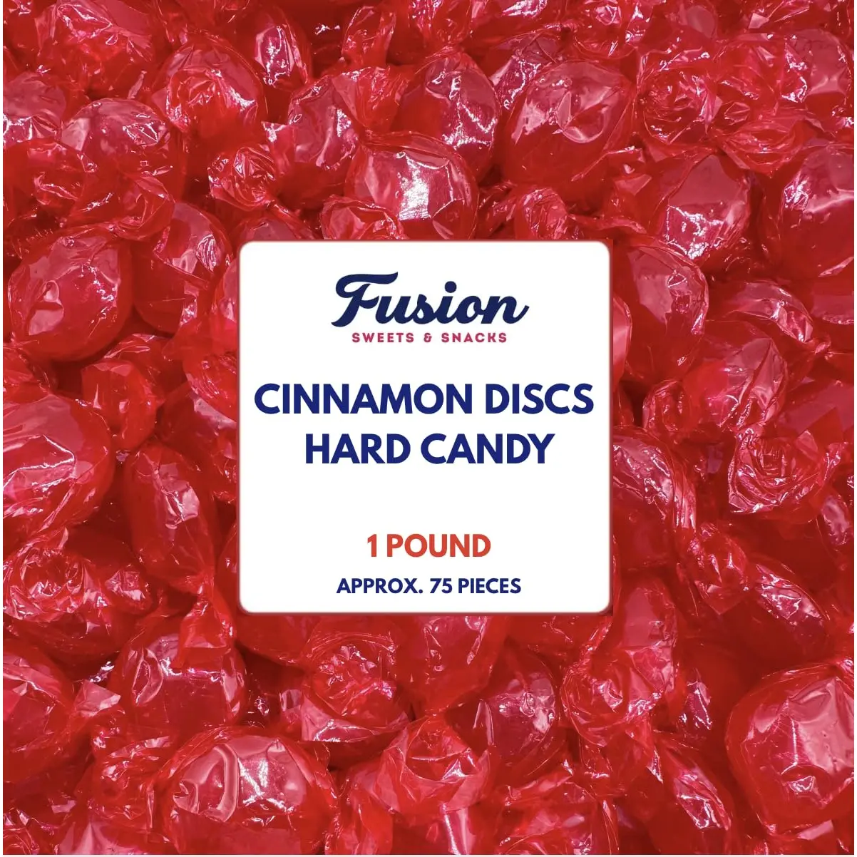 Cinnamon Discs Hard Candy - Bulk 1 Pound Individually Wrapped Red Cinnamon Candies (Approx 75 Pieces) - Holiday Bulk Candy