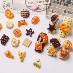 3D Mixed Chocolate Croissant Donut Pizza Shaped Nail Art Charms, Cute Resin Crafts, DIY Nail Art Decoration, Nail Art Supplies, Nail Art Design for Women & Girls