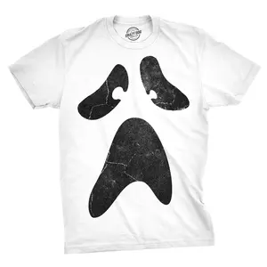 Mens Funny T Shirts Giant Ghost Face Sarcastic Halloween Graphic Novelty Tee For Men Mens Funny T Shirts Cool Vintage Fashion T-Shirt Gift Classic Menswear Halloween Apparel for Men Novelty Tees for Guys White -