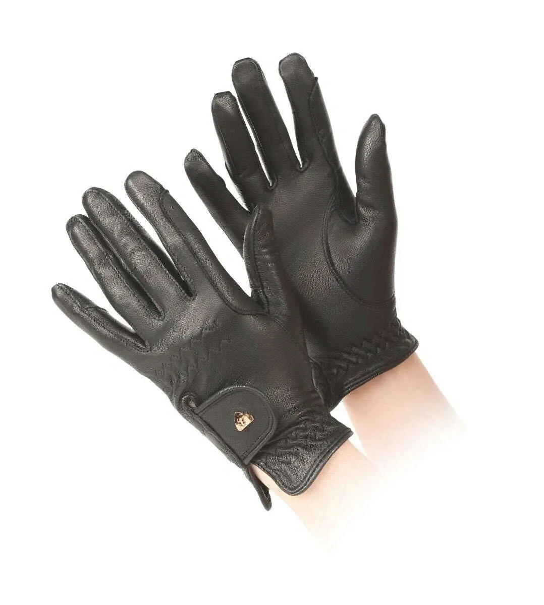 Shires Aubrion Women's Leather Riding Gloves - Non-Slip Goat Leather Unlined Equestrian Gloves Black / Large