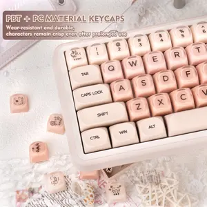 Foundation Pink Blush MOA Profile Translucent Keycap Set PBT+PC 136-Key（only keycap, not include a keyboard）Keycaps Only!!!