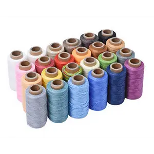 Flat Waxed Thread for Leather Sewing - Leather Thread Wax String Polyester Cord for Leather Craft Stitching Bookbinding by Mandala Crafts