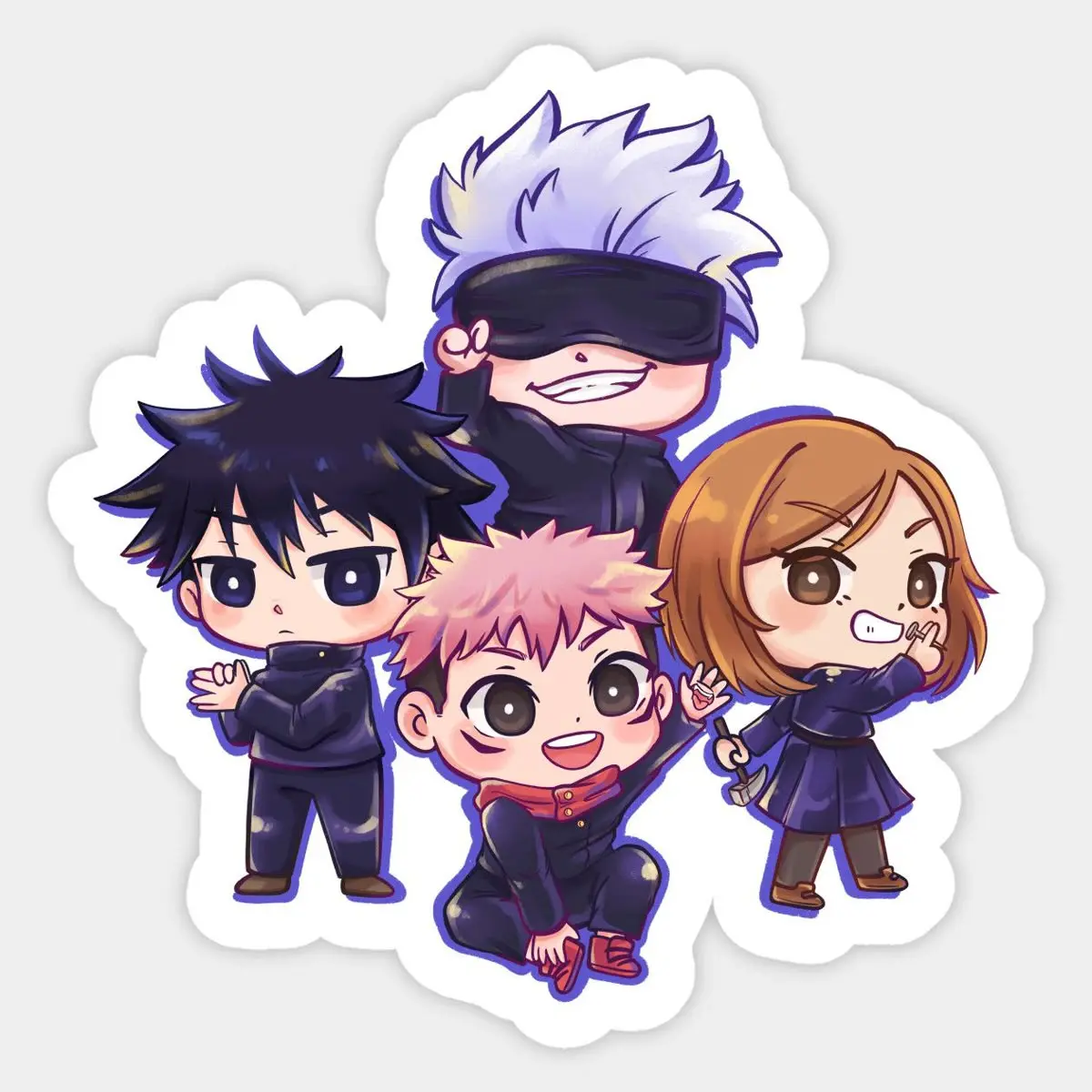 Jujutsu Kaisen Chibi Sticker Gojo Satoru Yuji Itadori Megumi Nobara Cute Anime Vinyl Die Cut Waterproof Laptop Car Decal