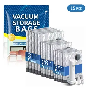 【2026 Upgraded】Cordless Travel Vacuum Storage Compression Bag Set with Rechargeable air Pump Waterproof & Reusable Compression Packing Bags for 3 Size,4000Pa Suction,Vacuum Seal Bags for Clothing,Perfect for Carry-On Suitcases