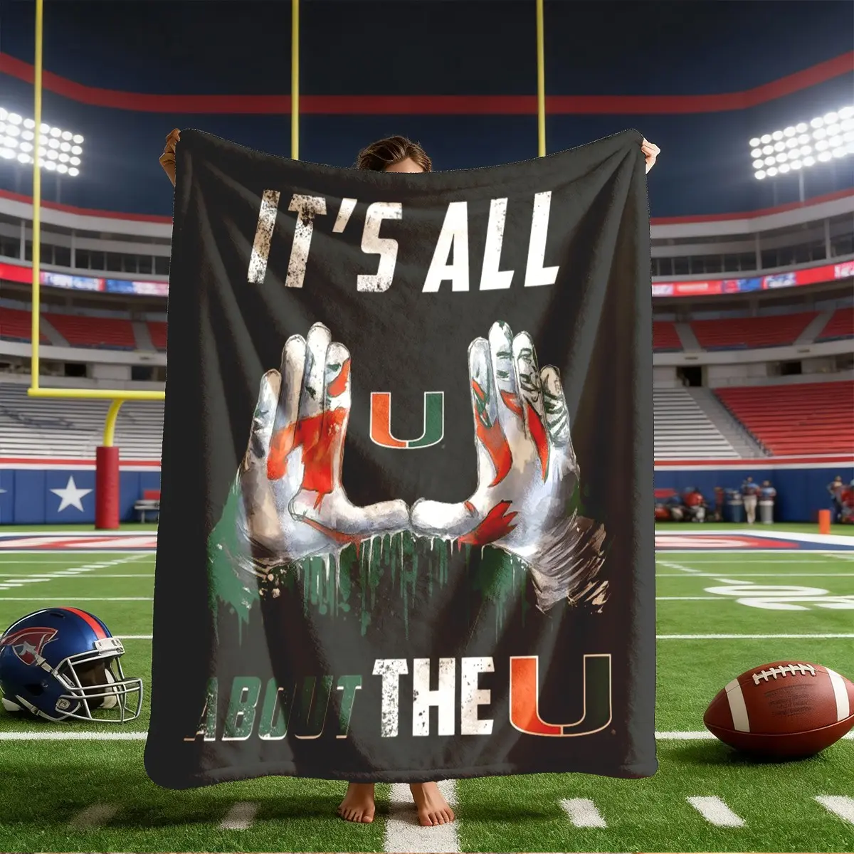Miami Hurricane Team Theme Flannel Blankets, Large Size, Soft Lightweight Warm, Perfect for Bed Sofa Office Camping Travel, Gift Blanket, Blanket For Couch