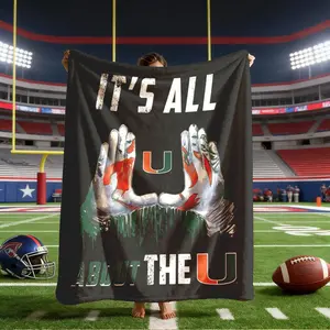 Miami Hurricane Team Theme Flannel Blankets, Large Size, Soft Lightweight Warm, Perfect for Bed Sofa Office Camping Travel